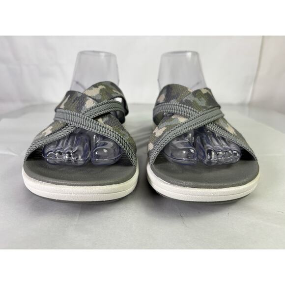 CLOUDSTEPPERS Clarks Womens 11 W Slide Comfort Sandals Mira Isle Green Camo - Picture 3 of 10